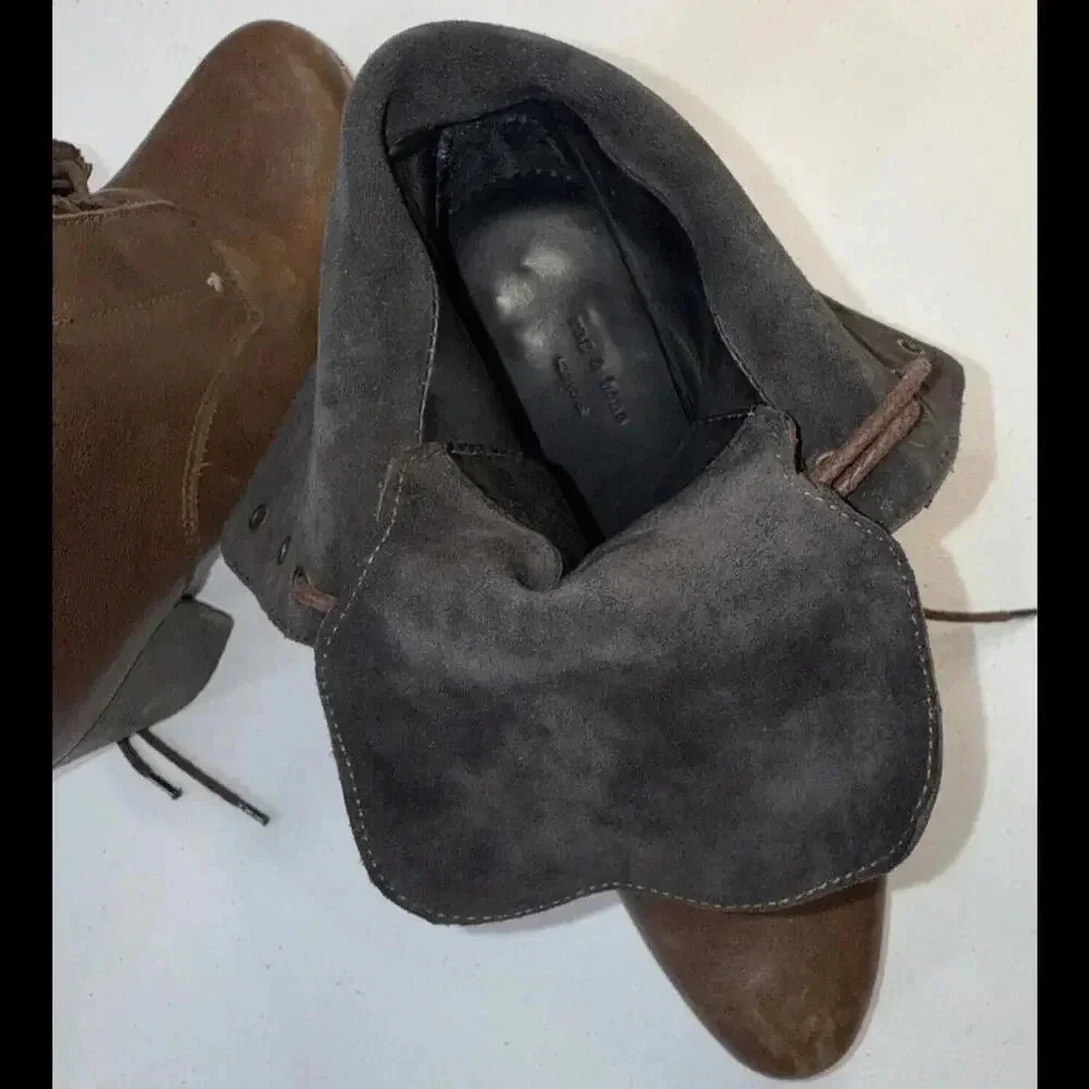Rag & Bone Heeled Brown Boho Classic Designer Lace Up Italian Leather Boots 39.5